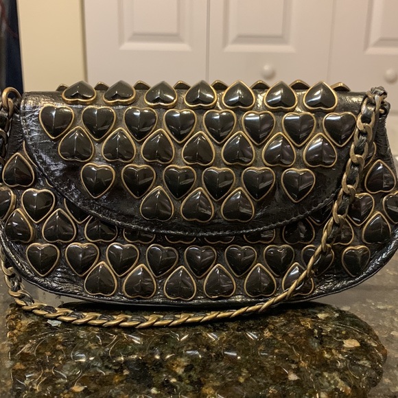 Betsey Johnson Handbags - BETSEY JOHNSON BLACK HEARTS CLUTCH PURSE
